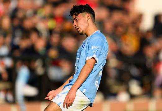 Adrian Skogmar of Malmö FF looks dejected