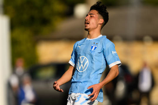 Adrian Skogmar of Malmö FF looks dejected
