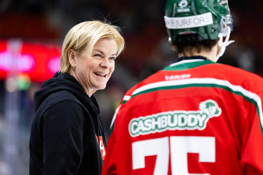 Frölundas rehabkoordinator Stina Hedin och David Edstrom