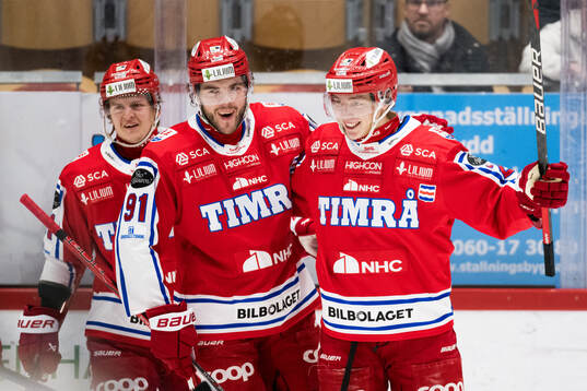 Timrås Oliver Johansson och Magnus Pääjärvi jublar