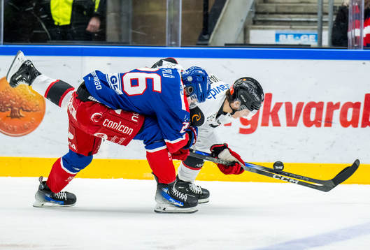 Oskarshamns Lukas Pilö och Malmö Redhawks Robin Alvarez