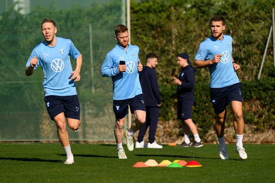 Malmö FFs Anton Tinnerholm, Anders Christiansen och