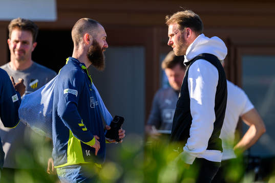 Jo Inge Berget of Sarpsborg and Assistant coach Ola