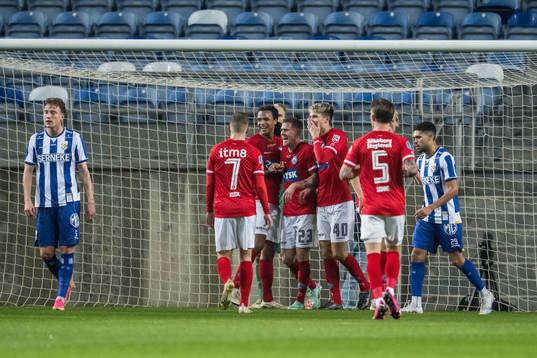 Tonni Adamsen and Alexander Busch of Silkeborg celebrates