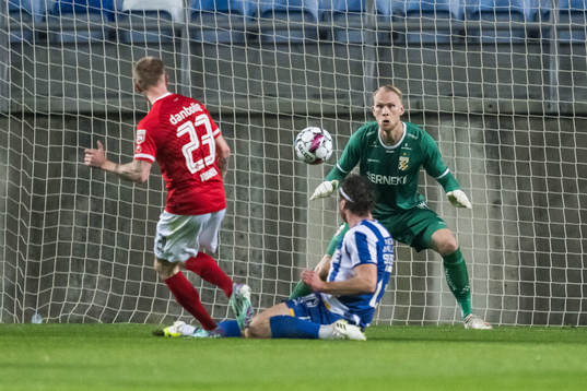 Tonni Adamsen of Silkeborg and Gustav Svensson and
