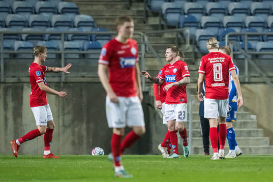 Tonni Adamsen of Silkeborg celebrates