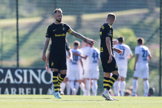 Alexander Milosevic and Anton Salétros of AIK looks