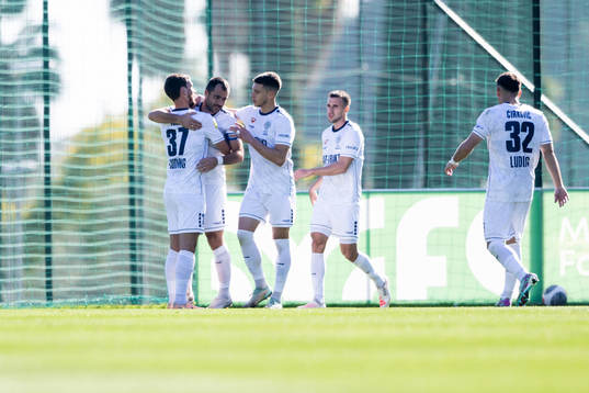 Players of FK TSC Backa Topola celebrate