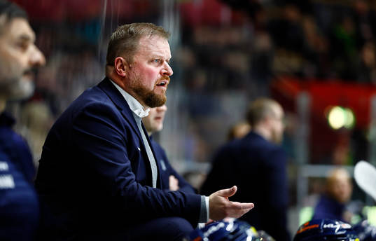 Linköpings tränare Klas Östman nder ishockeymatchen i