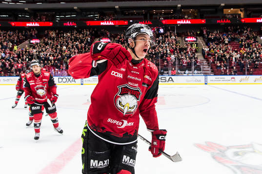 Malmö Redhawks Anton Wahlberg jublar