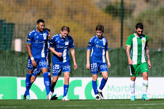 Peter Reinhardsen of Sarpsborg 08 celebrates and Nahir