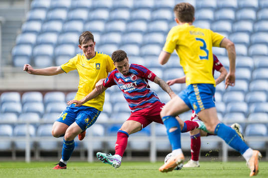 Ludvig Vraa-Jensen of Brøndby and Jordan Larsson of FC