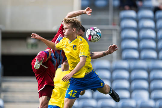 Phillip Söndergaard of Brøndby and Lukas Lerager of FC