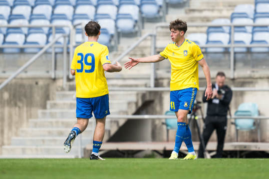 Oscar Schwatau of Brøndby celebrates