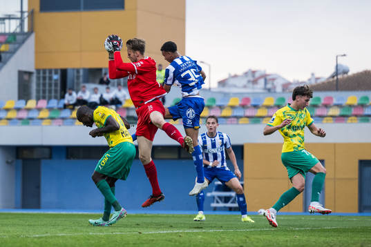 Goalkeeper Elias Olafsson of Mafra and Ben Magnusson of IFK