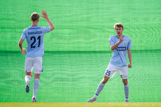 Mads Agger of Sønderjyske celebrates the 0-3 goal