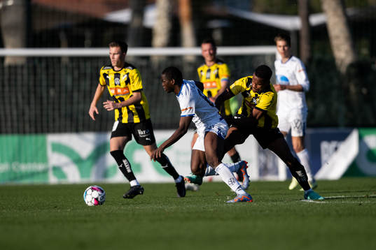 Amidou Traore of Haugesund and Ola Kamara of Häcken