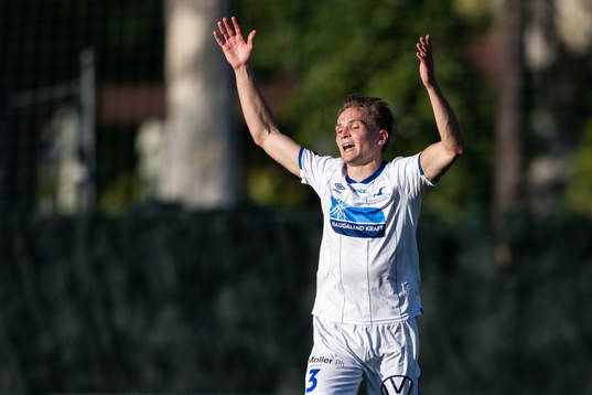 Oscar Krusnell of Haugesund reacts