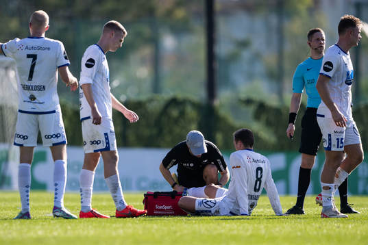 Morten Konradsen of Haugesund in pain