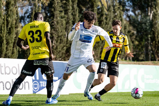 Sebastian Tounekti of Haugesund against John Paul Dembe and