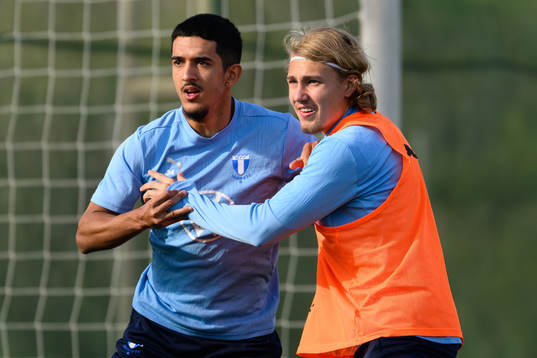 Malmö FFs Zakaria Loukili och Sebastian Nanasi