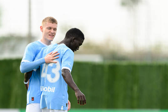 Sebastian Jörgensen and Mamadou Diagne of Malmö FF