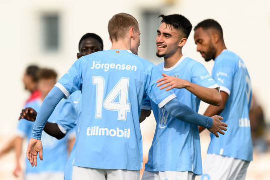 Sebastian Jörgensen and Alexander Hughes of Malmö FF
