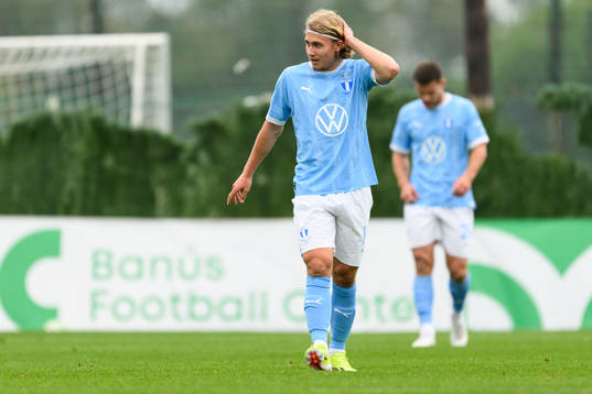 Sebastian Nanasi of Malmö FF looks dejected
