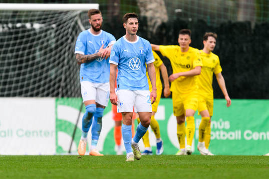 Lasse Berg Johnsen of Malmö FF looks dejected