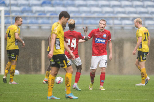 Anders Klynge of Silkeborg celebrates