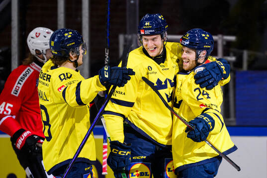 Victor Ejdsell and Oscar Lindberg of Sweden celebrate