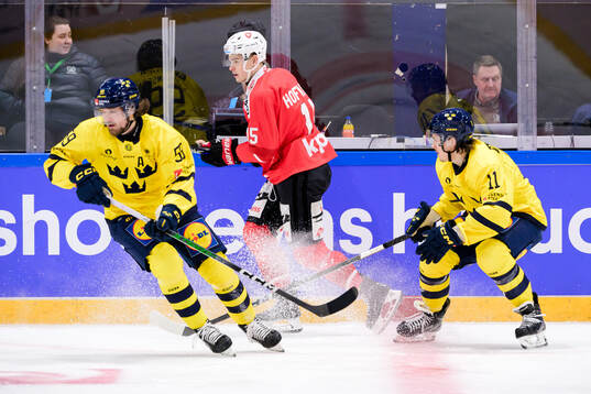Linus Johansson of Sweden Gregory Hofmann #15, SUI of