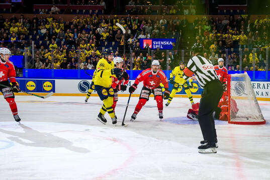 Malte Strömwall of Sweden shoots 4-0 behind goaltender