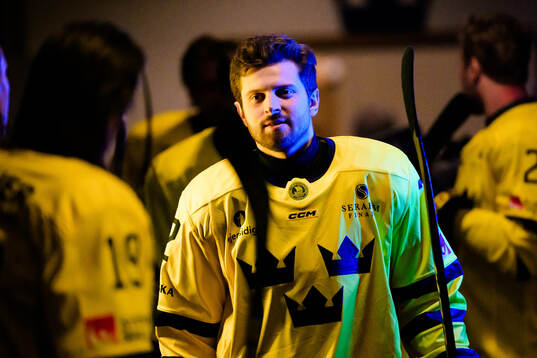 Lukas Bengtsson of Sweden ahead the Beijer Hockey Games