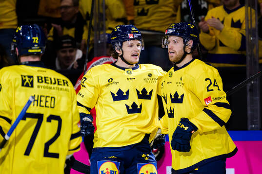 Malte Strömwall and Oscar Lindberg of Sweden celebrates