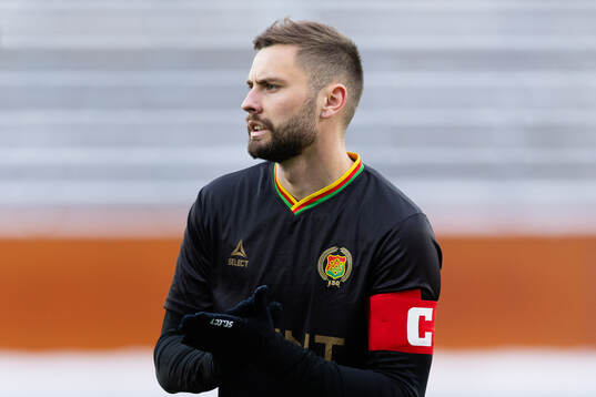 GAIS Axel Noren innan träningsmatchen i fotboll mellan