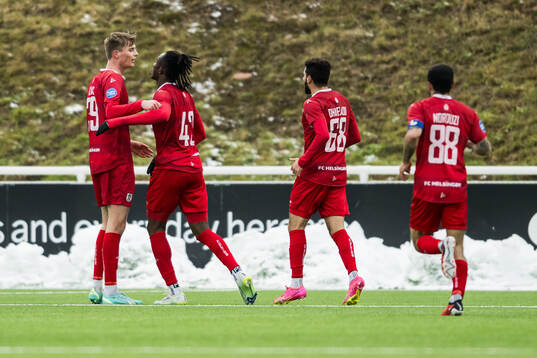 FC Helsingör s Yannick Agnero jublar