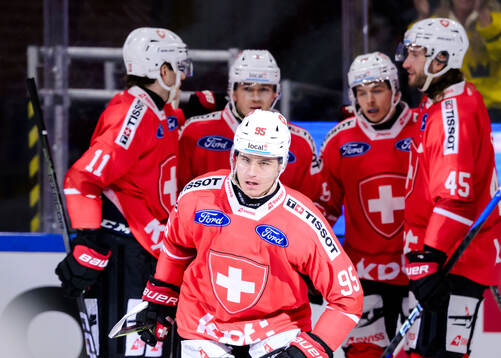 Tyler Moy #95, SUI of Switzerland celebrates