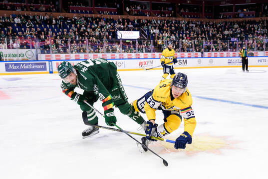 Färjestads Linus Johansson och HV71s Måns Lindbäck
