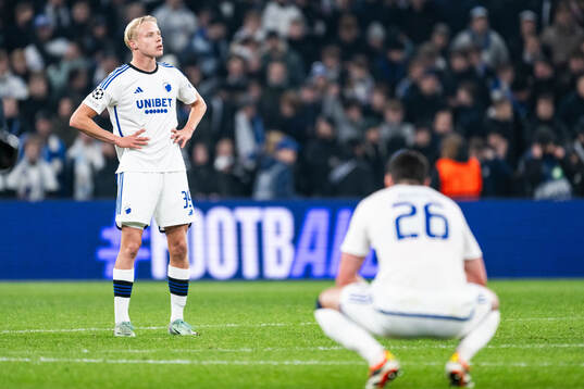 Oscar Højlund and Scott McKenna of FC Copenhagen look