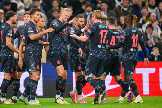 Bernardo Silva of Manchester City celebrates with his