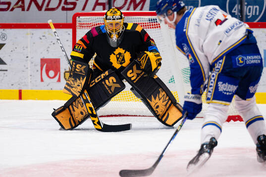 Skellefteås målvakt Gustaf Lindvall och Leksands Carter