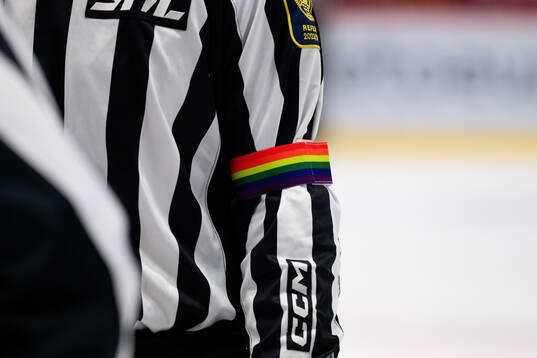 Prideflagga på domaren