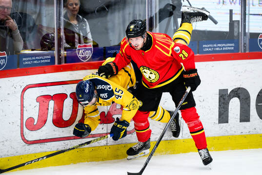 Södertäljes Sebastian Dyk och Brynäs Johannes Kinnvall