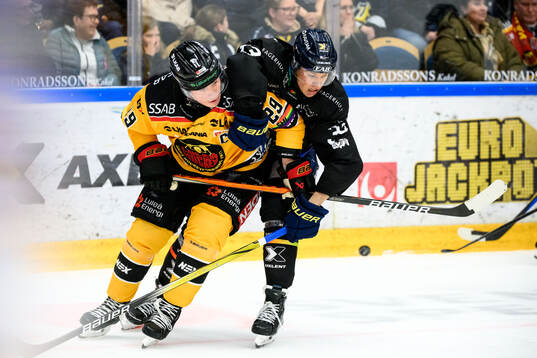 Luleås Erik Gustafsson och HV71s Måns Lindbäck