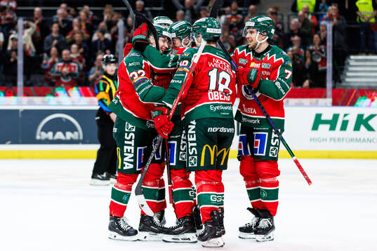 Frölundas Noah Hasa jublar