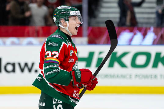 Frölundas Noah Hasa jublar