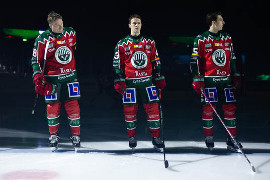 Frölundas Carl Klingberg, Tom Nilsson och David Edstrom