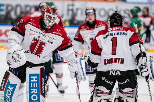 Örebros målvakt Jonas Arntzen och målvakt Jhonas Enroth