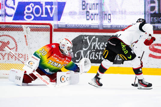 Timrås målvakt Jacob Johansson och Malmö Redhawks Janne
